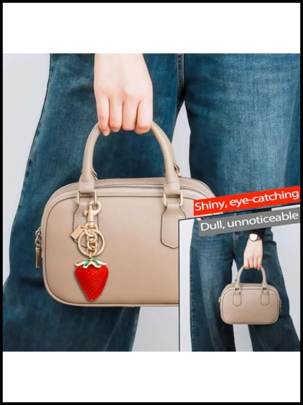Strawberry and Cherry Bag Charm Keychain for Handbags